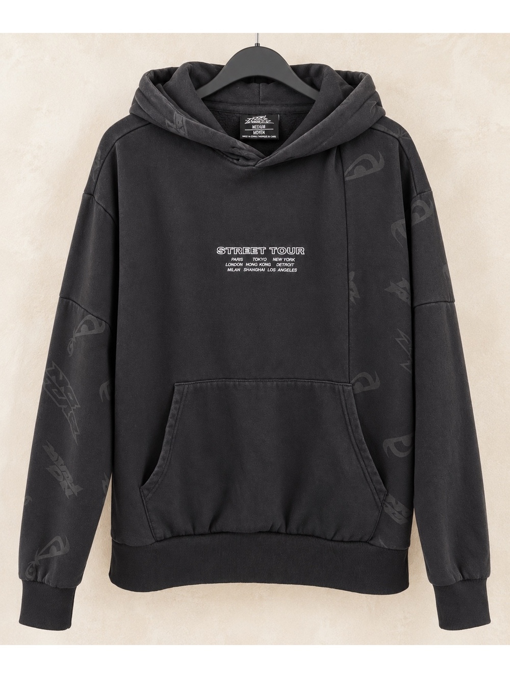 Y2K No Fear Street Tour Black Graphic Hoodie Pullover Skate Streetwear M